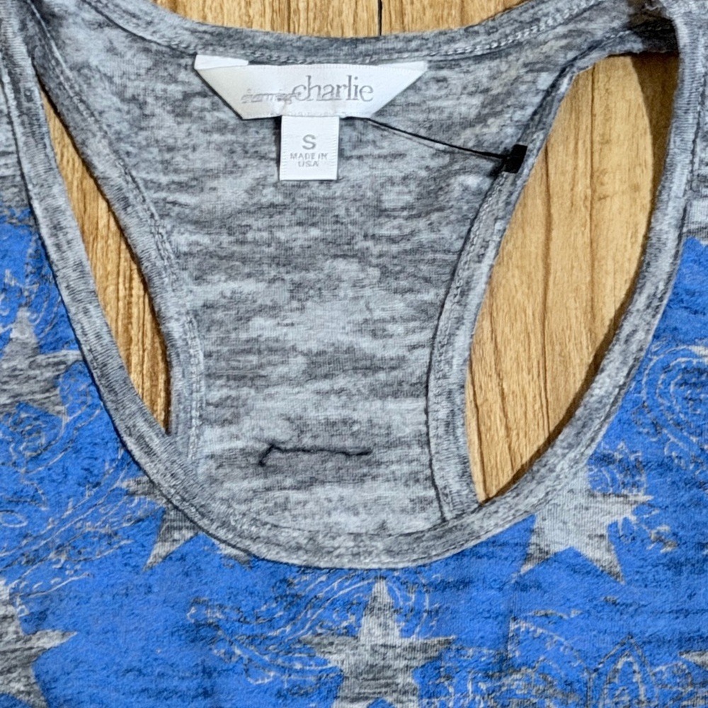 Charlies Blue and Gray Women's Tank Top - Picture 5 of 9